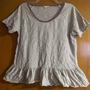 Lucky Brand Cream and Maroon Striped Top